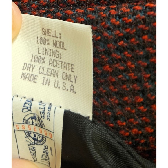 Kimberly Bennett Vintage Wool Blazer Red Black Micro Check Made in USA Medium - Picture 5 of 12